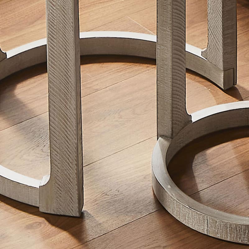 24 inch 2PCS Curved Traditional Round Circle Wooden Coffee Table Set