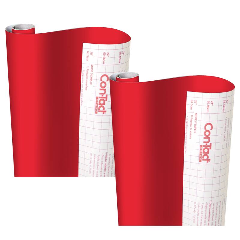 Con-Tact Brand Creative Covering Adhesive Covering, Red, 18" x 16 ft, 2 Rolls