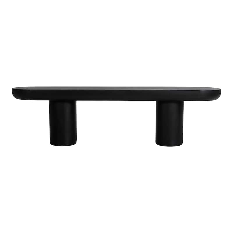NADAAL STUDIOS Fenton Bench, Fiber-Reinforced Concrete Seat, Iron Frame, Black, Seats 3