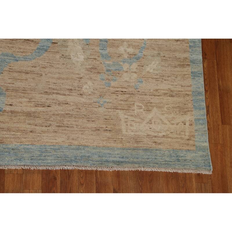 Hand Knotted Oriental 100% Wool Carpet Transitional Abstract Beige & Ivories Oushak Area Rug - 13' 6'' X 9' 7''