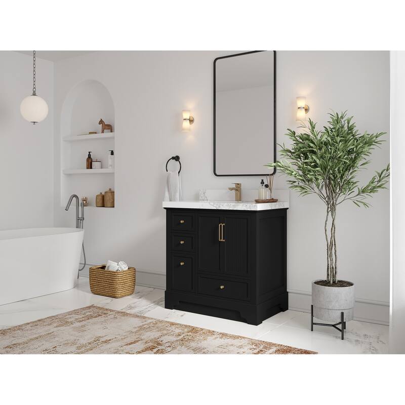 Willow Collections 36 in. W x 22 in. D Alys Center Sink Right Bathroom Vanity with Countertop