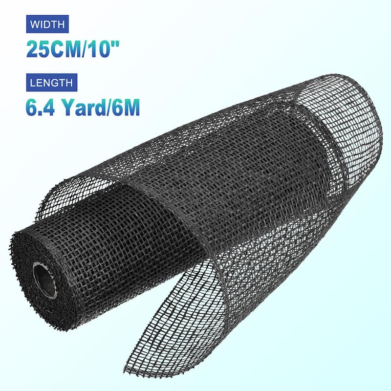3pcs 10" Poly Burlap Mesh for Wreath, Mesh Fabric Ribbon 6.4 Yard - Black