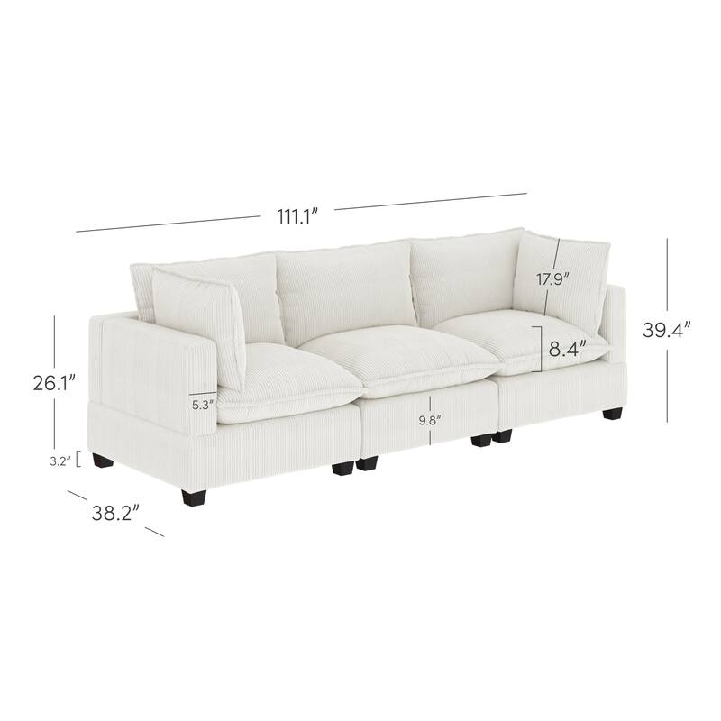 Chelsea Modern Cloud Modular Upholstered Sofa with Deep Seat and Plush Cushions