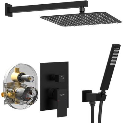 Matte Black Shower System with Rain Shower Head and Handheld
