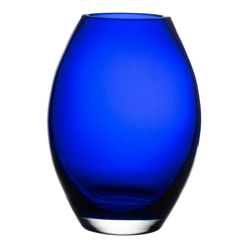 Majestic Gifts Glass - Handmade Barrel Vase - Cobalt Blue - Made in Europe