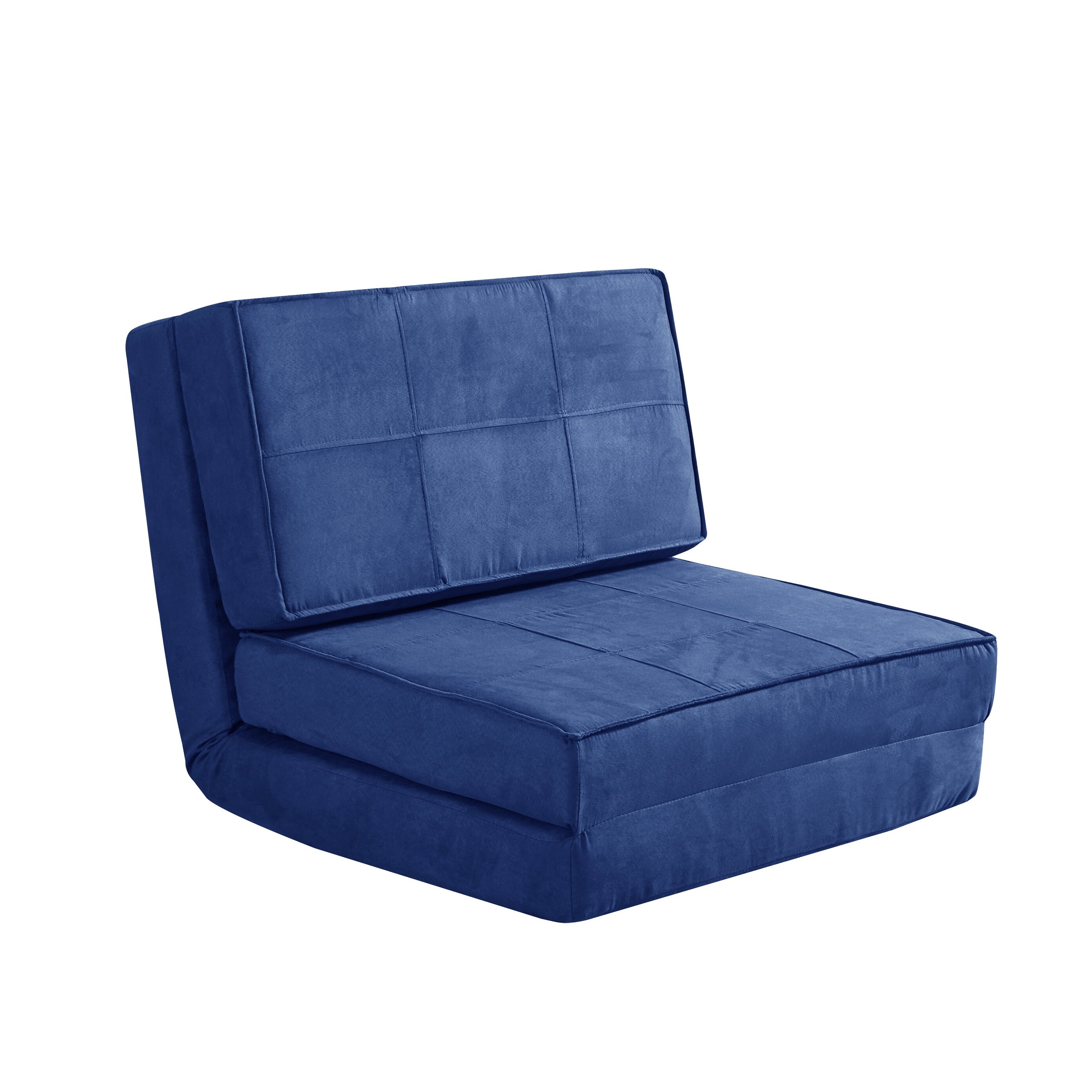 Ultra Soft Suede 3 Position Convertible Flip Chair Blue Bed