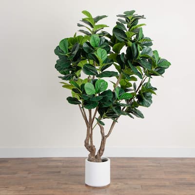 Grand Fiddle Leaf Artificial Potted Tree - 6'