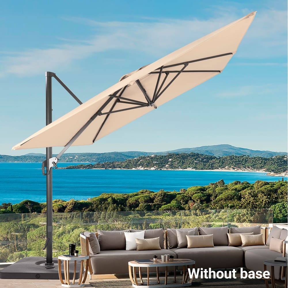 LIVOOSUN 11.5x9ft Rectangle Cantilever Patio Umbrella w/Cross Base