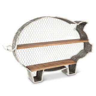 Shop Brown And Ivory Distressed Finish Decorative Pig Wall Shelf 33 1 Overstock 22616074