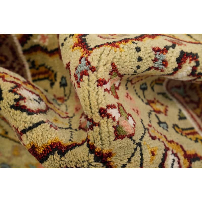 Hand-knotted Transitional Wool Carpet Green Oushak Rug Oriental Carpet Floral Area Rug Oriental Carpet - 8' 0'' X 2' 7''