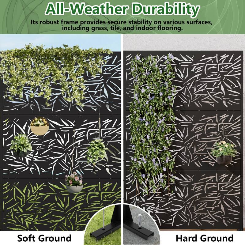 Outdoor Privacy Screen Free Standing Bamboo Leaves