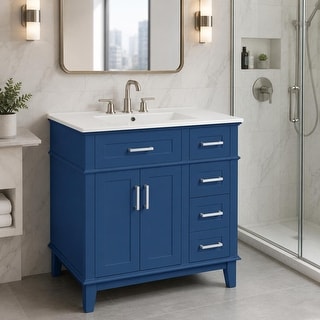 Homy Casa 30 in. Bathroom Vanity with Ceramic Sink, Free-Standing Storage Cabinet with 2 or 3 Drawers