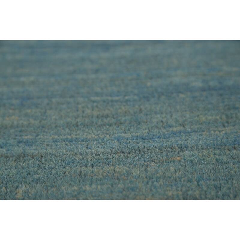 Striped Blue Gabbeh Oriental Rug Hand-Knotted Wool Carpet - 3'8" x 5'1"
