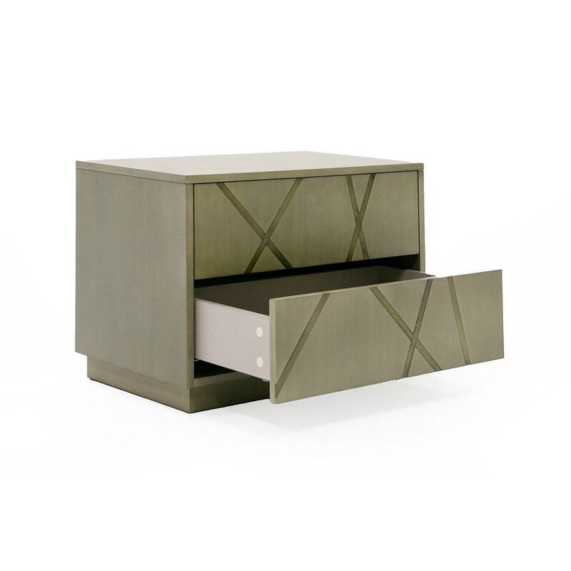 28 Inch Nightstand, Cross Sectioned Paint Art, Cubed Design, Bronze White