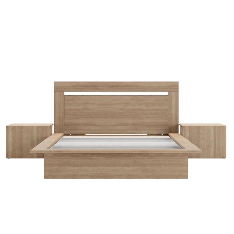 Malibu 4-Piece Bedroom Set with Bed, Headboard, and 2 Nightstands