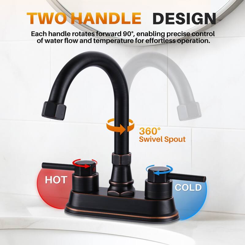 WOWOW 4-inch Dual Handle Bathroom Sink Faucet in Modern