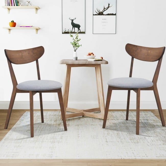 Set of 2 Dining Chair Upholstered Curved Back Side - 18" x 23" x 32" (L x W x H)