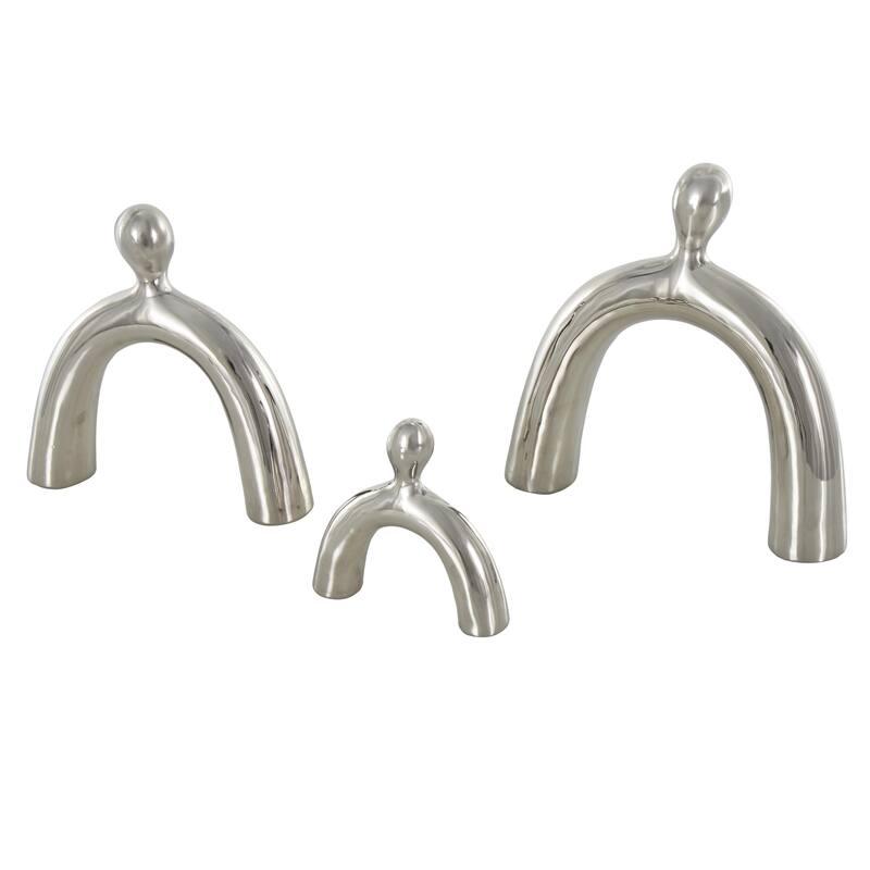 Silver or Gold Ceramic Abstract Arched Family Decorative Sculpture (Set of 3)