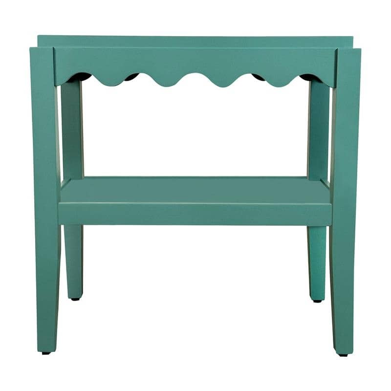 Carolina Chair & Table Rectangular Side Table, Mango Wood, Decorative Scallop Edge, 17L x 28W x 28H inches