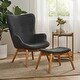 preview thumbnail 49 of 76, Hariata Mid-Century Modern Wingback Fabric Chair/Ottoman Set by Christopher Knight Home Muted Dark Gray