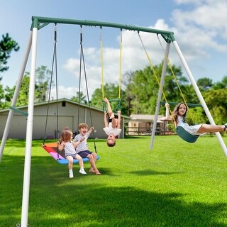 【Swing Big】NF 3枚 FaB 9.5' Heavy Duty Metal Swing set for Backyard with Platform Swing