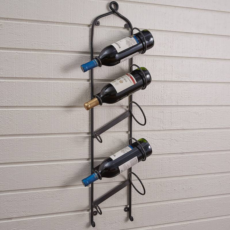 Park Designs Forged Iron Hanging Bottle Rack - 4 x 8 x 34.25