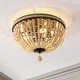 preview thumbnail 4 of 10, Elroy Wood Bead 15.25" 3-Light Bohemian Farmhouse Iron LED Semi Flush Mount, Oil Rubbed Bronze/Light Taupe by JONATHAN Y