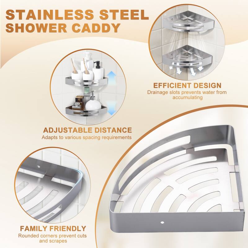 WOWOW Two Piece Stainless Steel Modern Wall Mounted Storage Basket - N/A