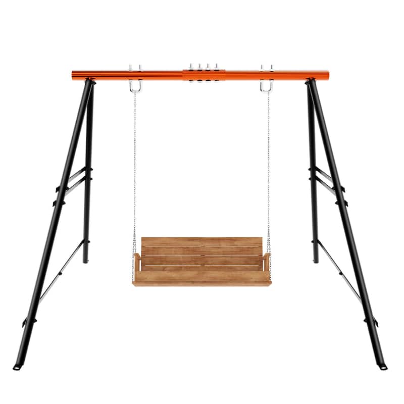 Adjustable A-Frame Swing Stand Powder Coated Steel Indoor and Outdoor Hammock Chair Stand Supports Up to 550 Pounds - N/A - Red