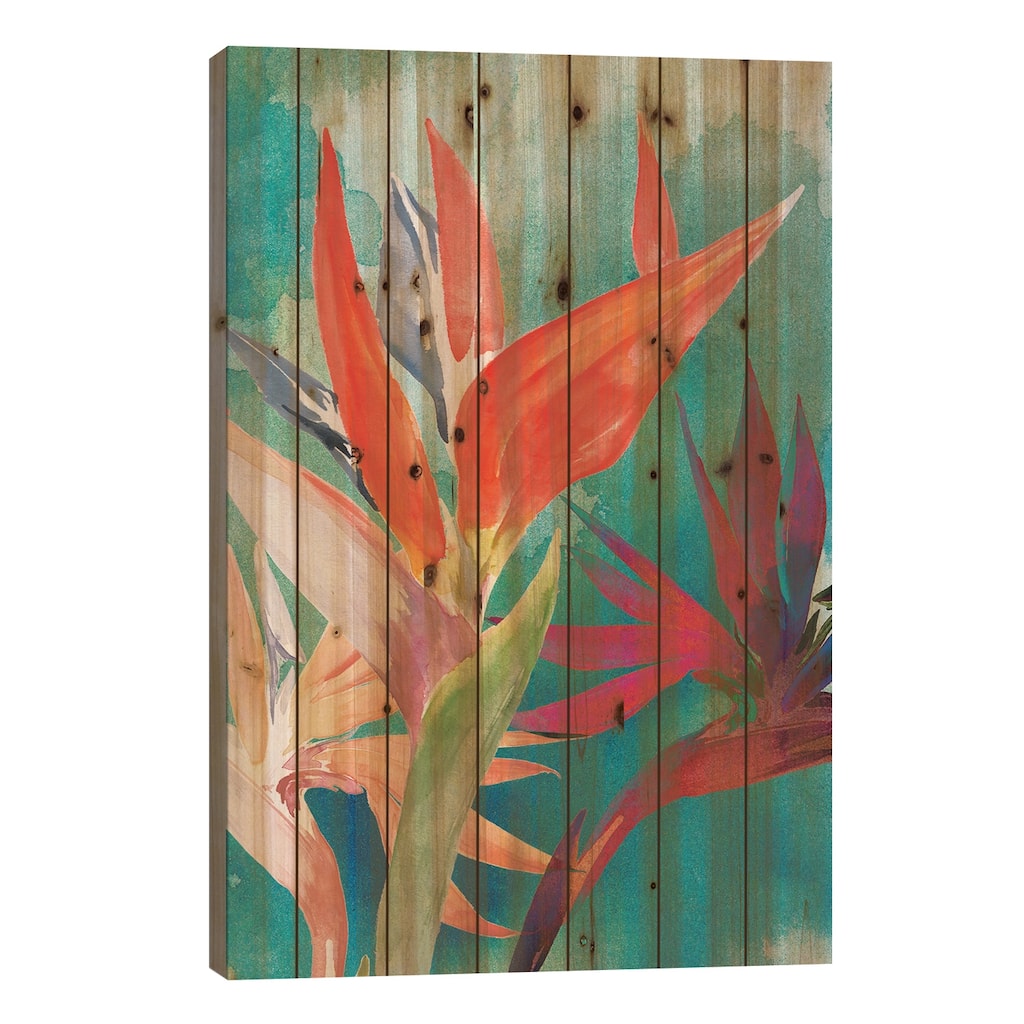 Vivid Birds of Paradise I Print On Wood by Jennifer Paxton Parker - Multi-Color