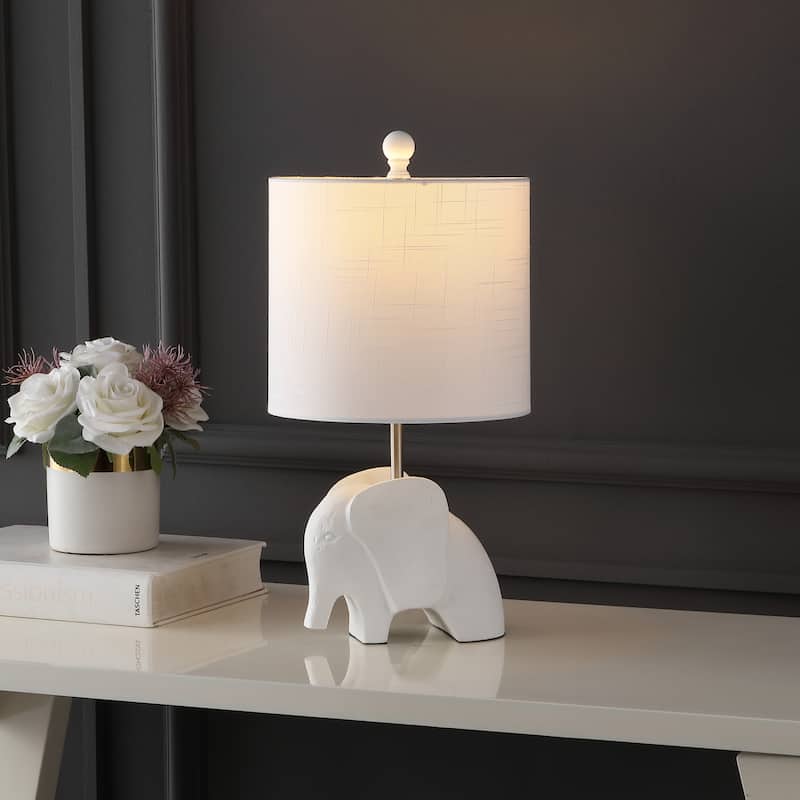 Harlow 17.5" Eclectic Southwestern Resin/Iron Elephant LED Kids Table Lamp, by JONATHAN Y