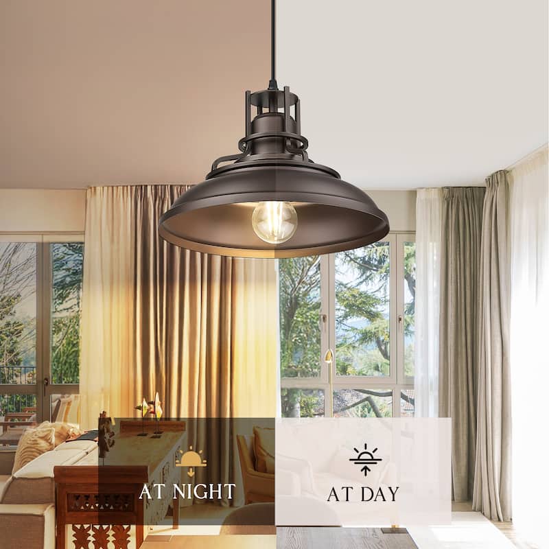 Farmhouse Vintage Barn Pendant Light Oil with Rubbed Bronze Finish
