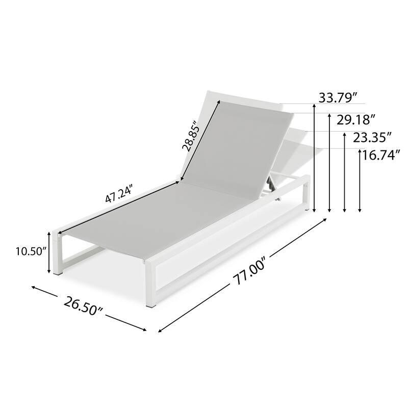 Roomfitters Adjustable Outdoor Chaise Lounge Chair, Aluminum Frame with Textilene Mesh, 5 Recline Positions