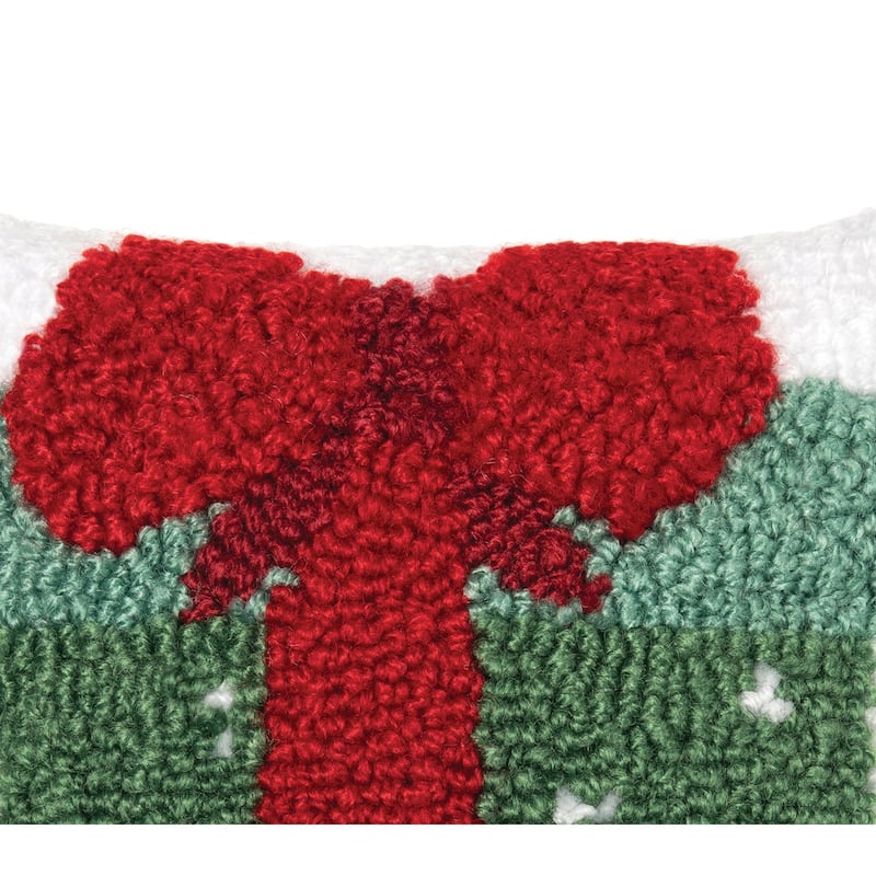 Dotted Present Hooked Christmas Throw Pillow, 8" x 8"
