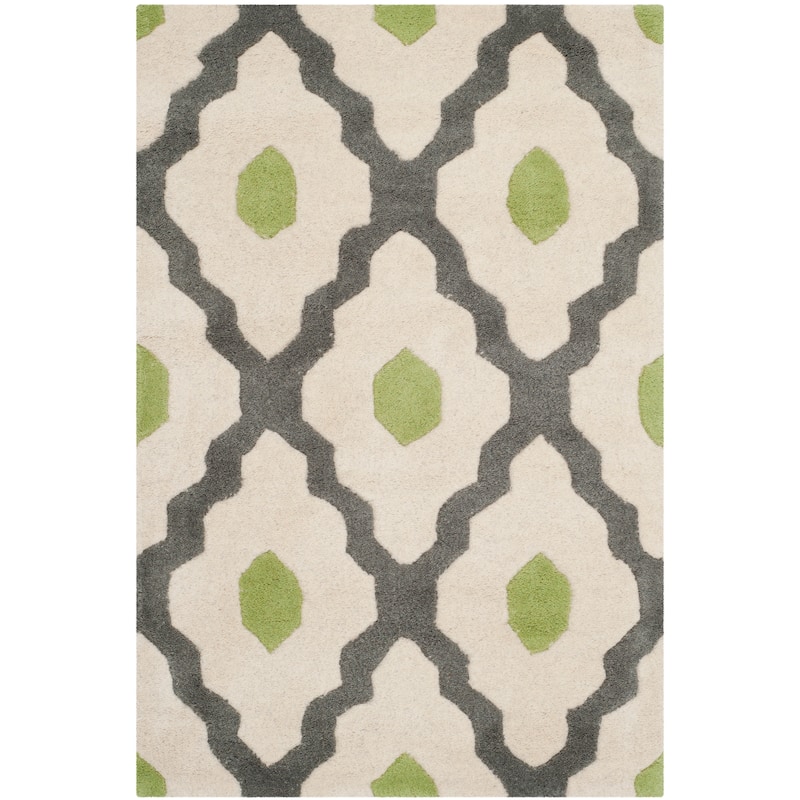 SAFAVIEH Handmade Chatham Sutapa Modern Moroccan Wool Rug - 2' x 3' - Dark Grey/Ivory