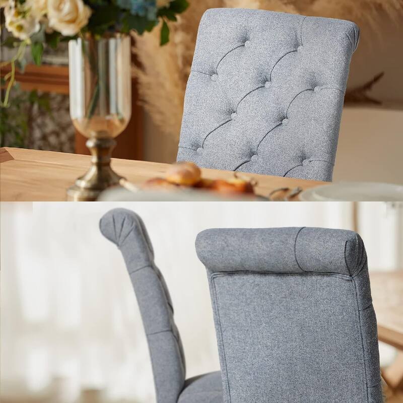 Tufted Parsons Upholstered Dining Side Chairs with Solid Wood Legs and Padded Seat