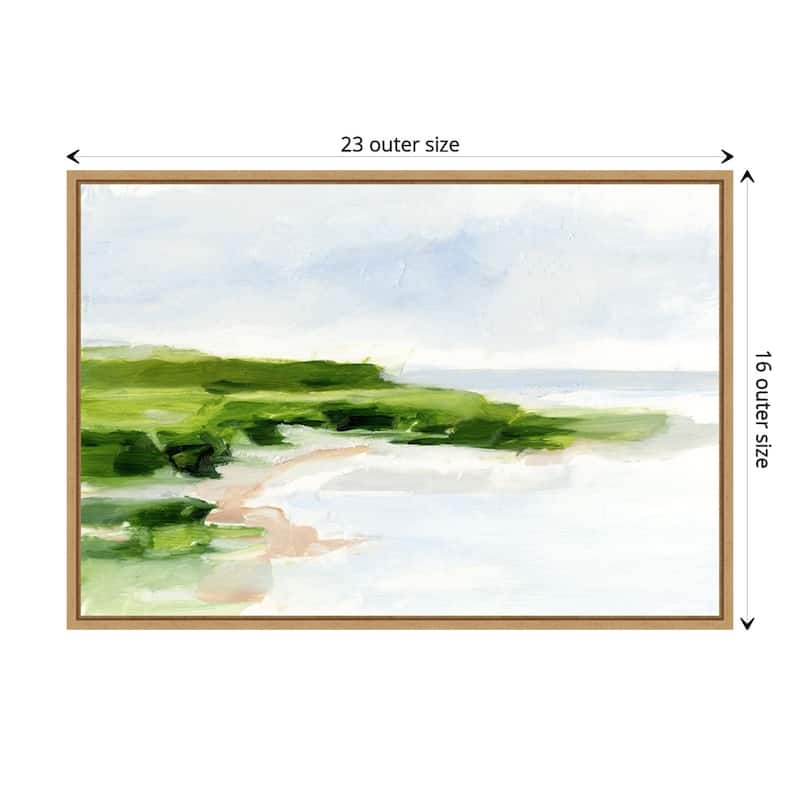 Blush Sandy Beach I by Ethan Harper (23 x 16 in.), Framed Canvas Wall Art Print - Sylvie Maple