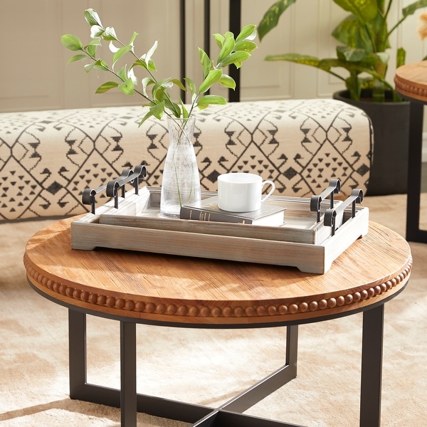 Beige Pine Vintage Tray (Set of 2) - 20 x 13 x 4. Opens flyout.