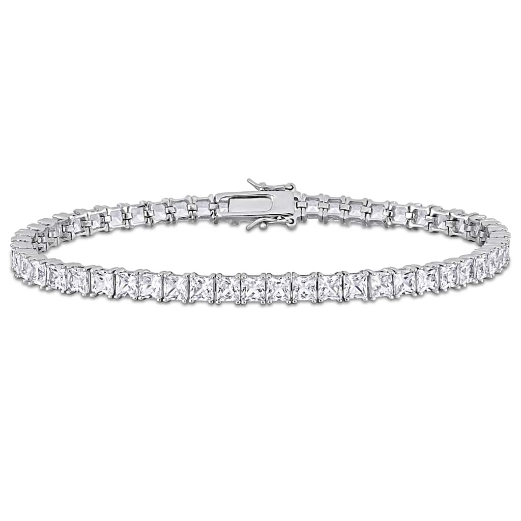 Miadora Men's 19ct TGW Created White Sapphire Tennis Bracelet Sterling Silver - 8.75 in