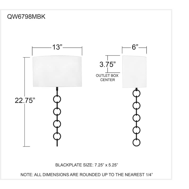 Baynes 2-Light Matte Black Wall Sconce