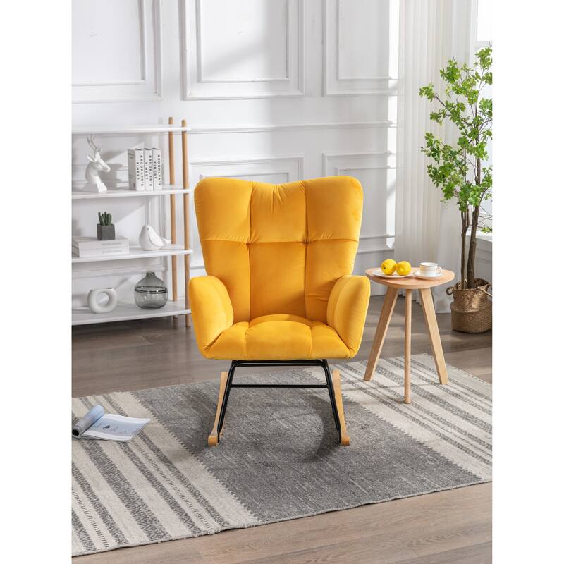 31.5" High Back Buttons Tufted Rocking Chair