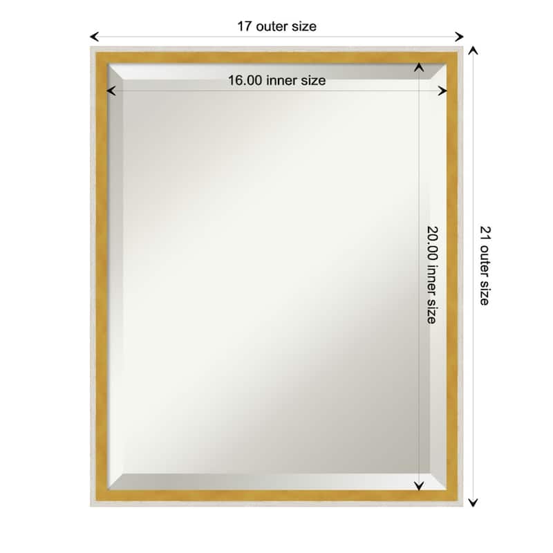Paige Beveled Wood Framed Wall Mirror - Paige White Gold - Glass Size 16x20