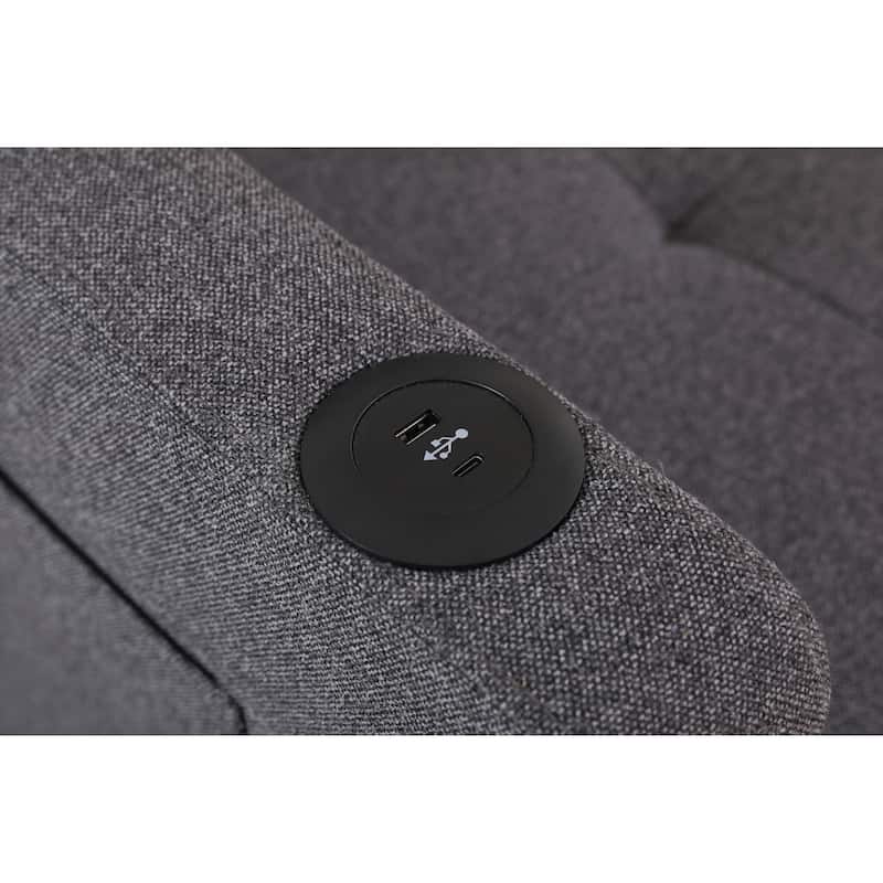 Convertible Pull-Out Sofa Bed with Side Pockets, Sleeper Chair with USB Charging, Single Chaise Lounger Chair