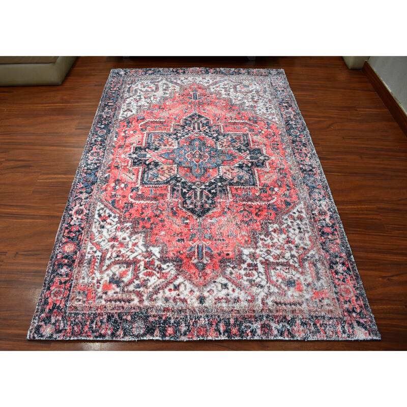 Hand Woven Victoria Micro Printed Polyester Traditional Oriental Area Rug