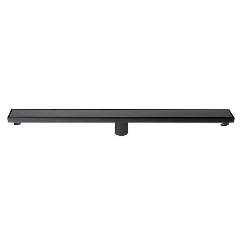 32" Black Matte Stainless Steel Linear Shower Drain with Solid Cover