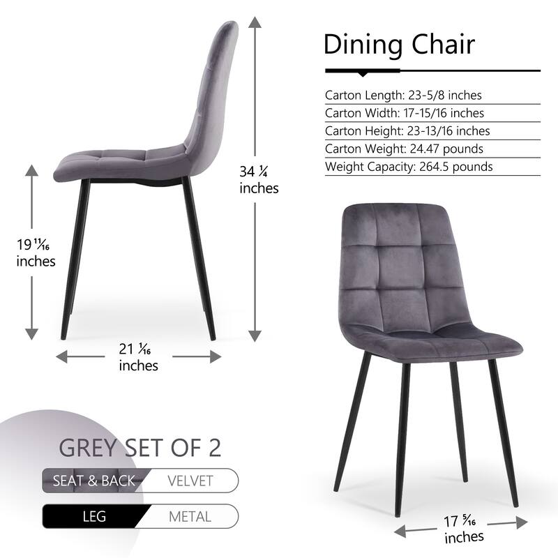 Mid Century Modern Velvet Dining Chairs Set Of 2 For Kitchen, Living Room