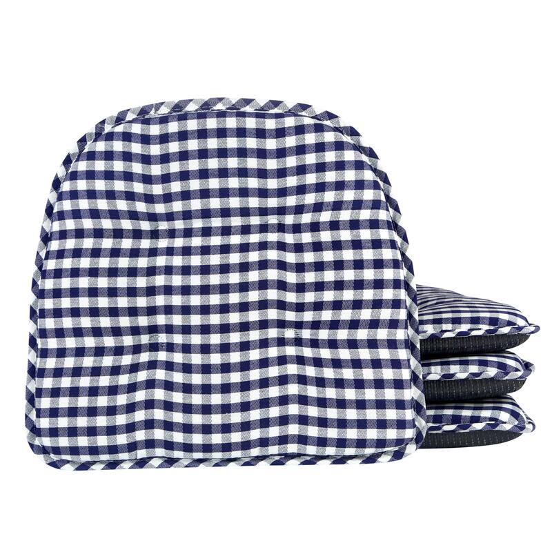 Klear Vu Tufted Non-Slip Dining Chair Cushion Set - Set of 4 - Navy