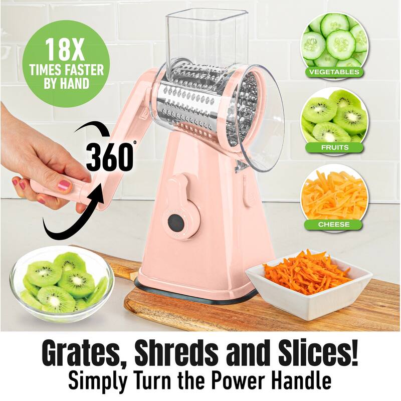 NutriSlicer Vegetable Slicer Cheese Grater Potato Slicer Salad Chopper with Suction Base