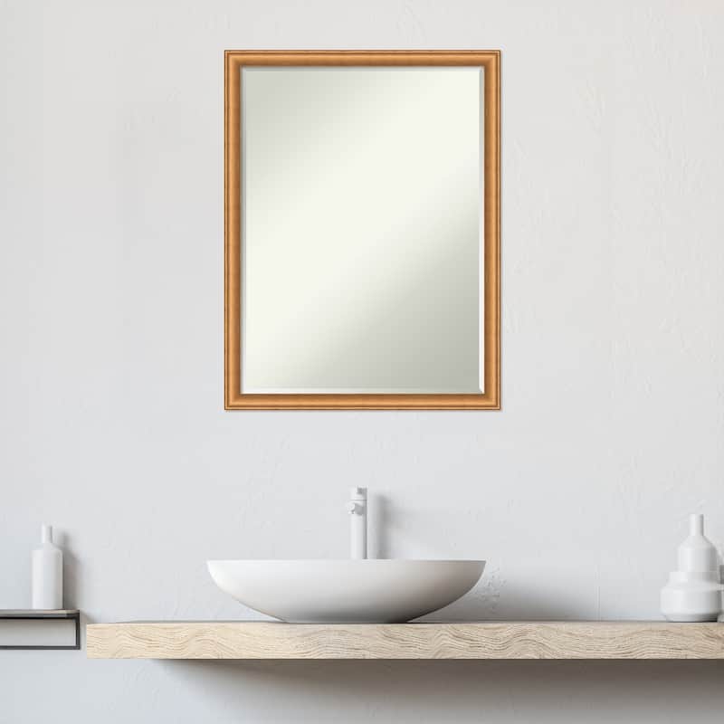 Salon Scoop Half-Inch-Bevel Wood Framed Bathroom Vanity Wall Mirror - Glass Size 18x24