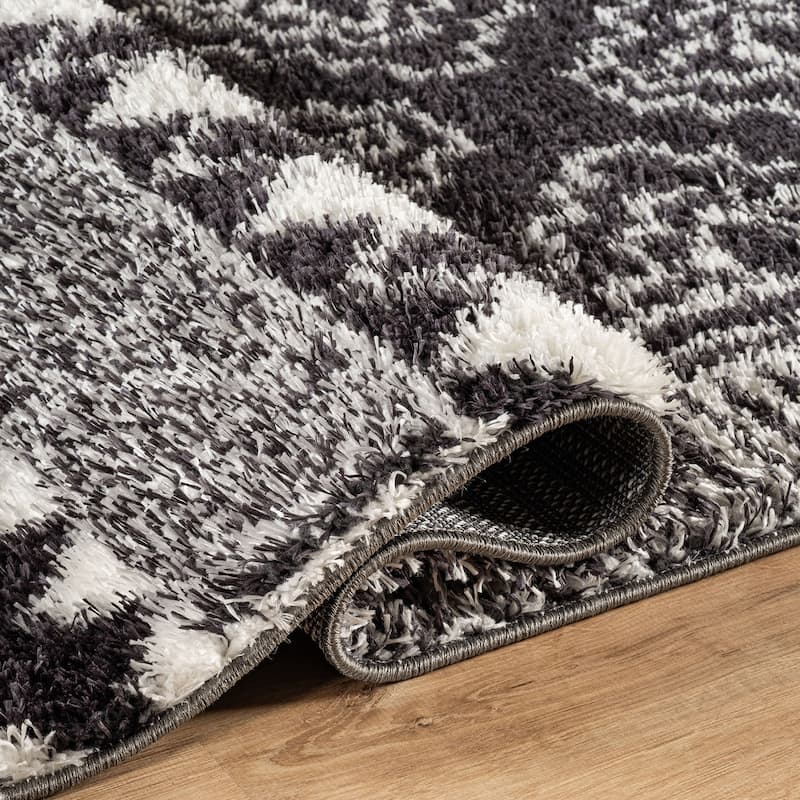 Geometric Shag Rug - Anthracite Dark Gray - Durable Rug for Living Room, Bedroom, or Entryway - Easy to Maintain